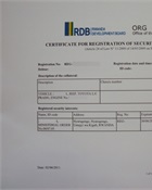 Certificate for registration of security interests in movable property